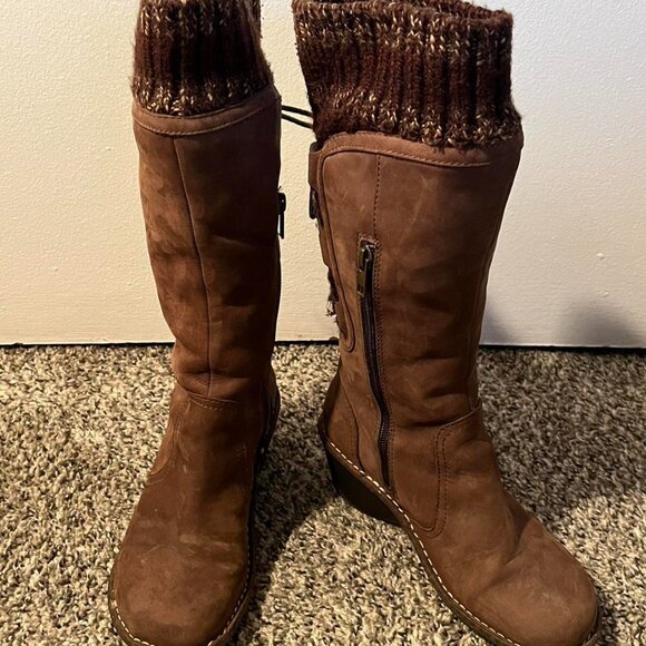 Ugg Australia Skylair Size 7 Suede Leather Knitted Cuff Cottagecore Winter - Picture 2 of 8